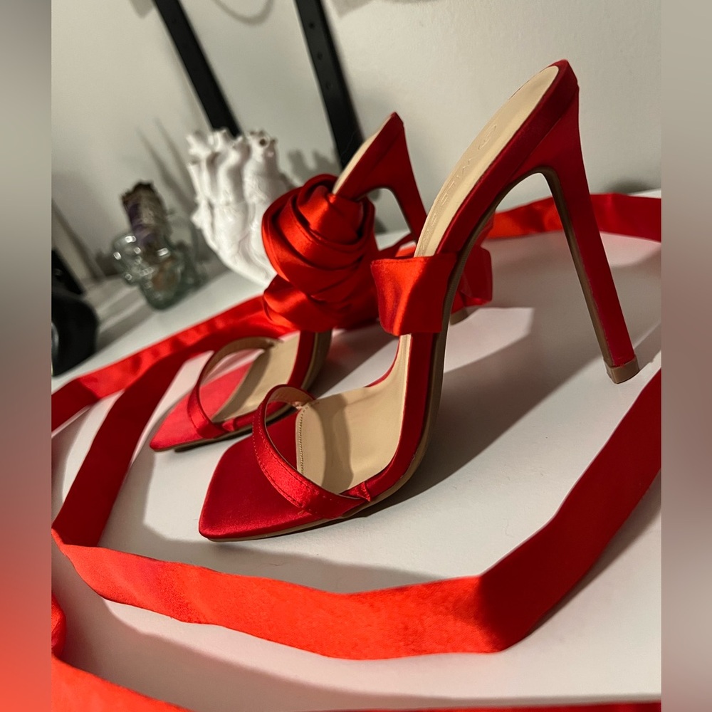 Wild Diva Lounge Red Satin Heels